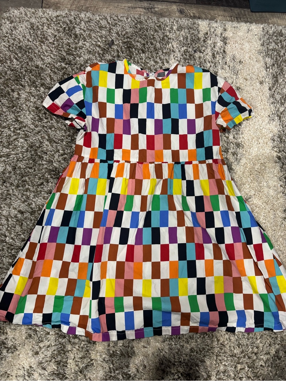 Women's Casual Short-Sleeve Multicolor Check A-Line Pride Dress by Target